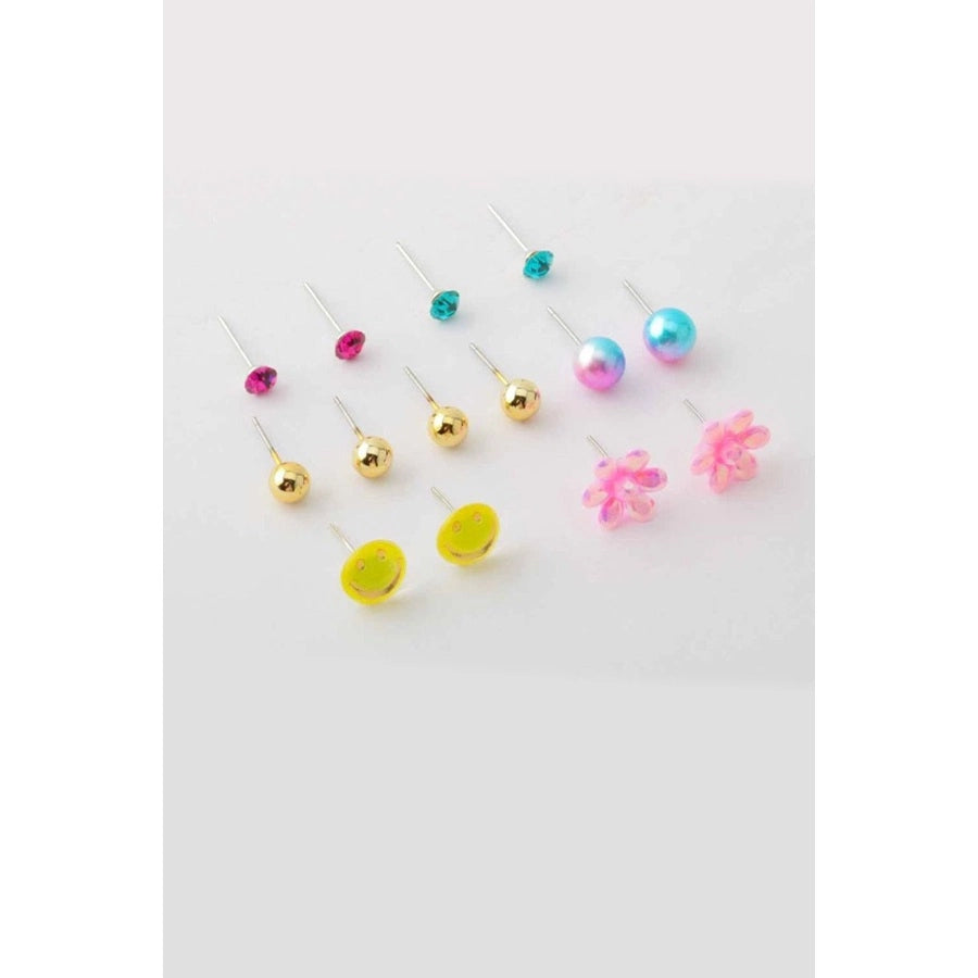 7-Pair Crown Happy Earrings Set