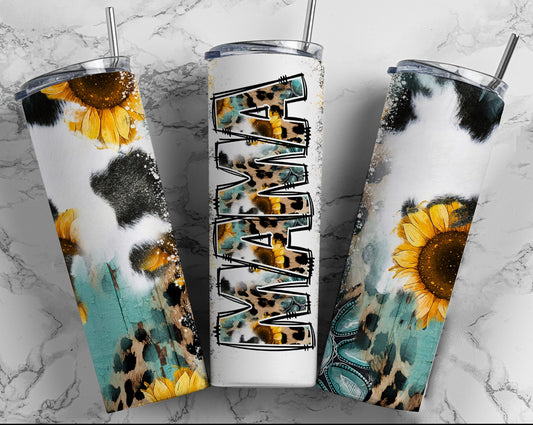 Sunflower and leopard mama Tumbler