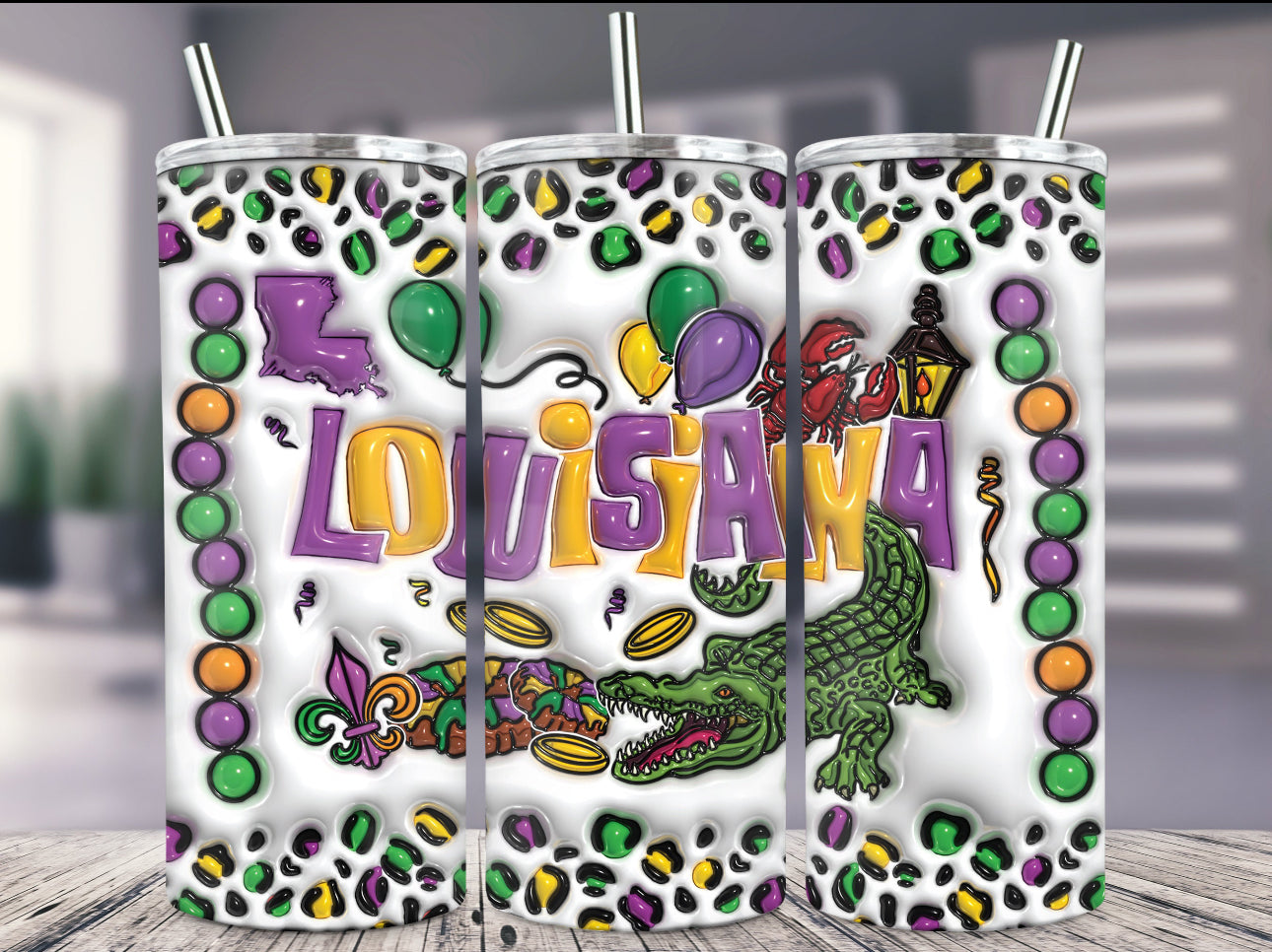 Louisiana Mardi Gras Tumbler