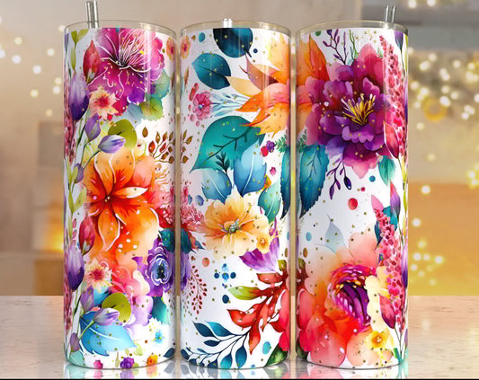 Rainbow Floral Tumbler