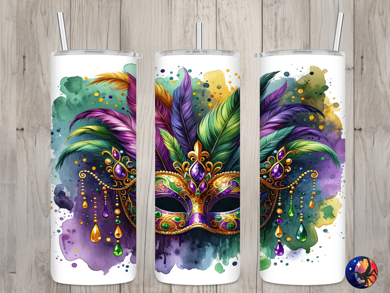 Mardi Gras Mask Tumbler