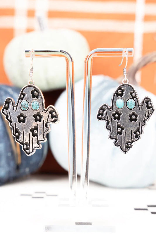 TURQUOISE FLOWER POWER GHOST EARRINGS