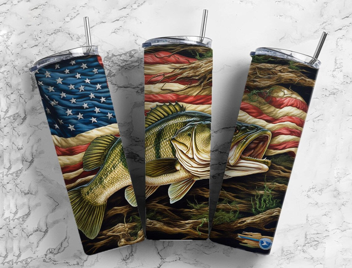 Fishing American Flag Tumbler