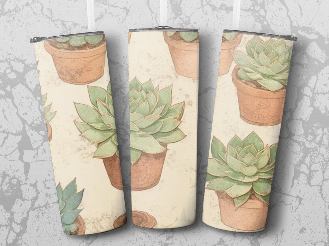 Succulents 20 oz Skinny Tumbler