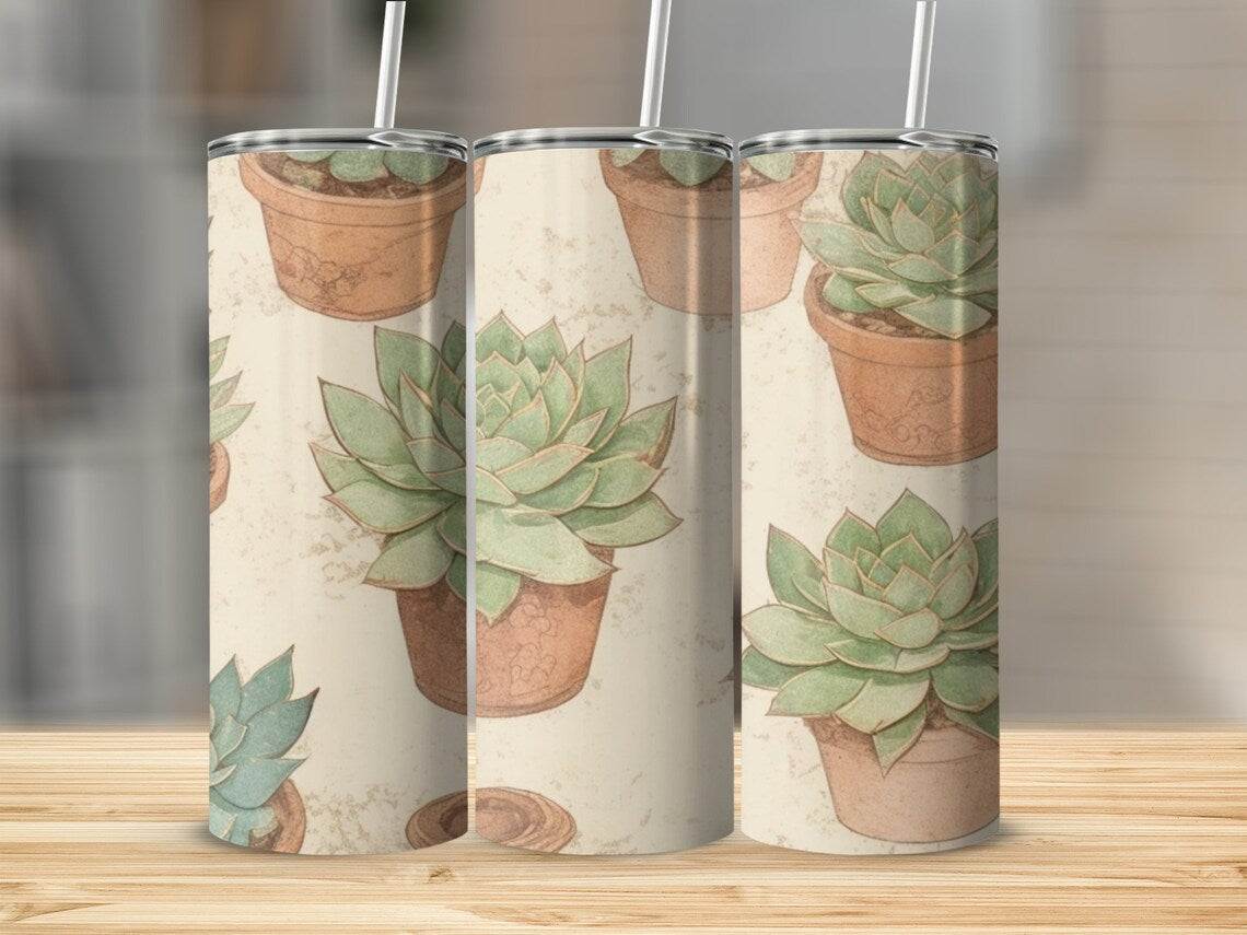 Succulents 20 oz Skinny Tumbler