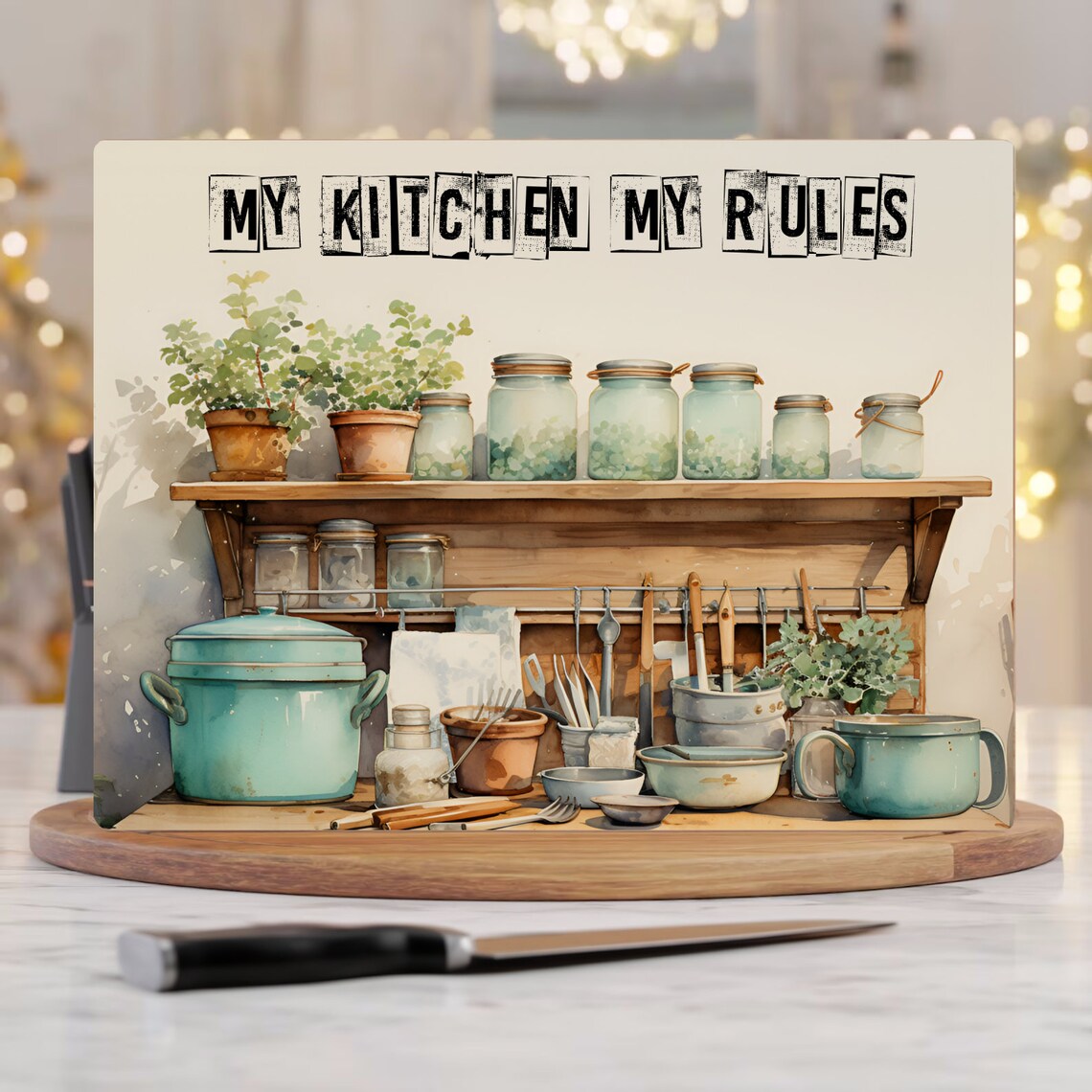 My Kitchen My Rules Glass Cutting Board