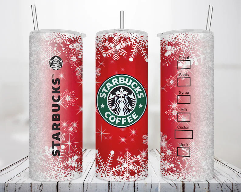 Starbucks Snowflake Red Christmas Glitter Tumbler