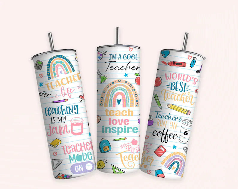 Teacher 20oz Skinny Sublimation Tumbler