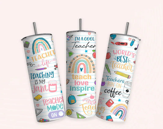 Teacher 20oz Skinny Sublimation Tumbler