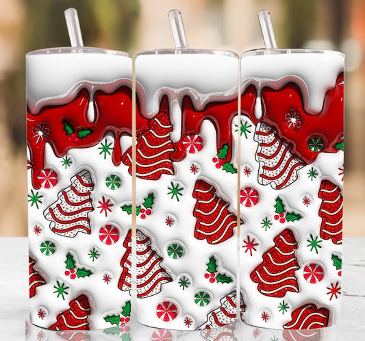 3D Christmas Tree Cakes Inflated Tumbler