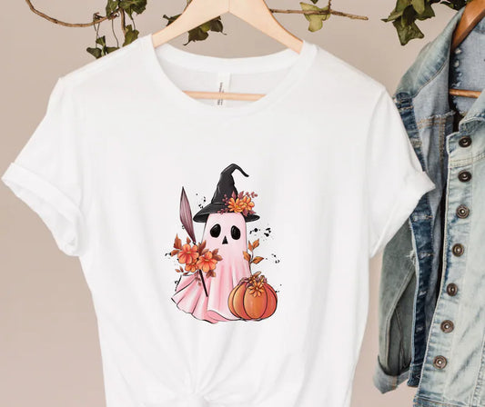 Spooky Pink Ghost, Halloween T-Shirt