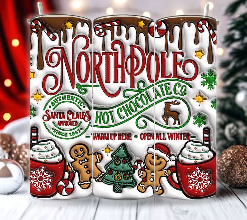 3D Inflated Northpole Hot Chocolate Christmas Tumbler