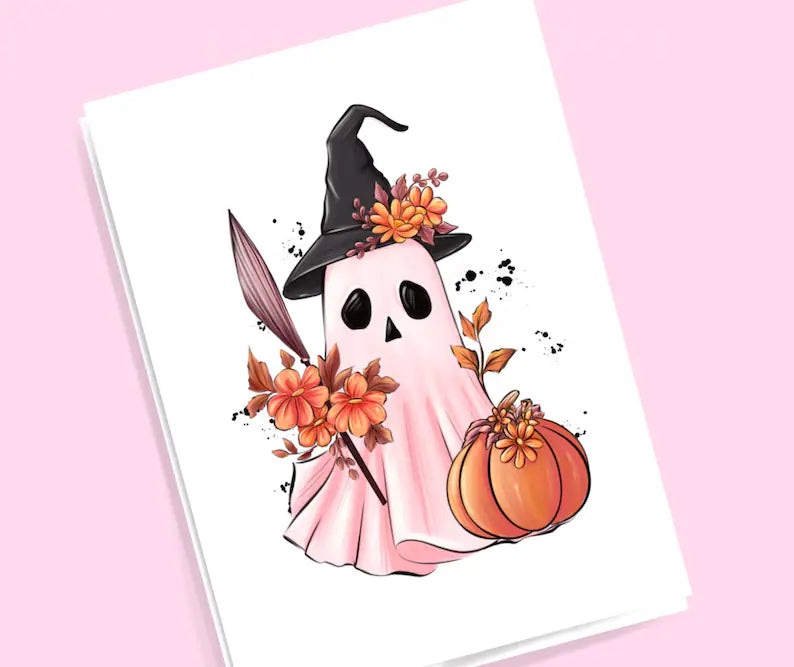 Spooky Pink Ghost, Halloween T-Shirt