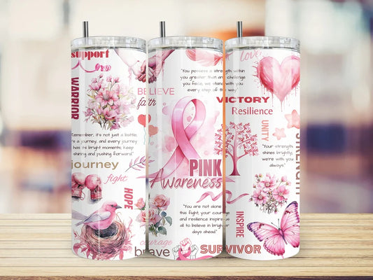 Pink Awareness Breast Cancer Tumbler