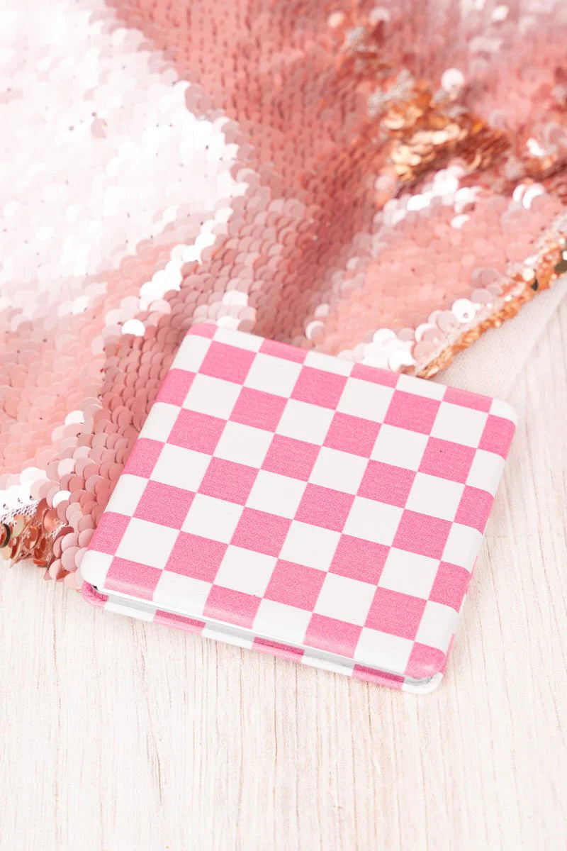 COTTON CANDY CHECK SQUARE COMPACT MIRROR