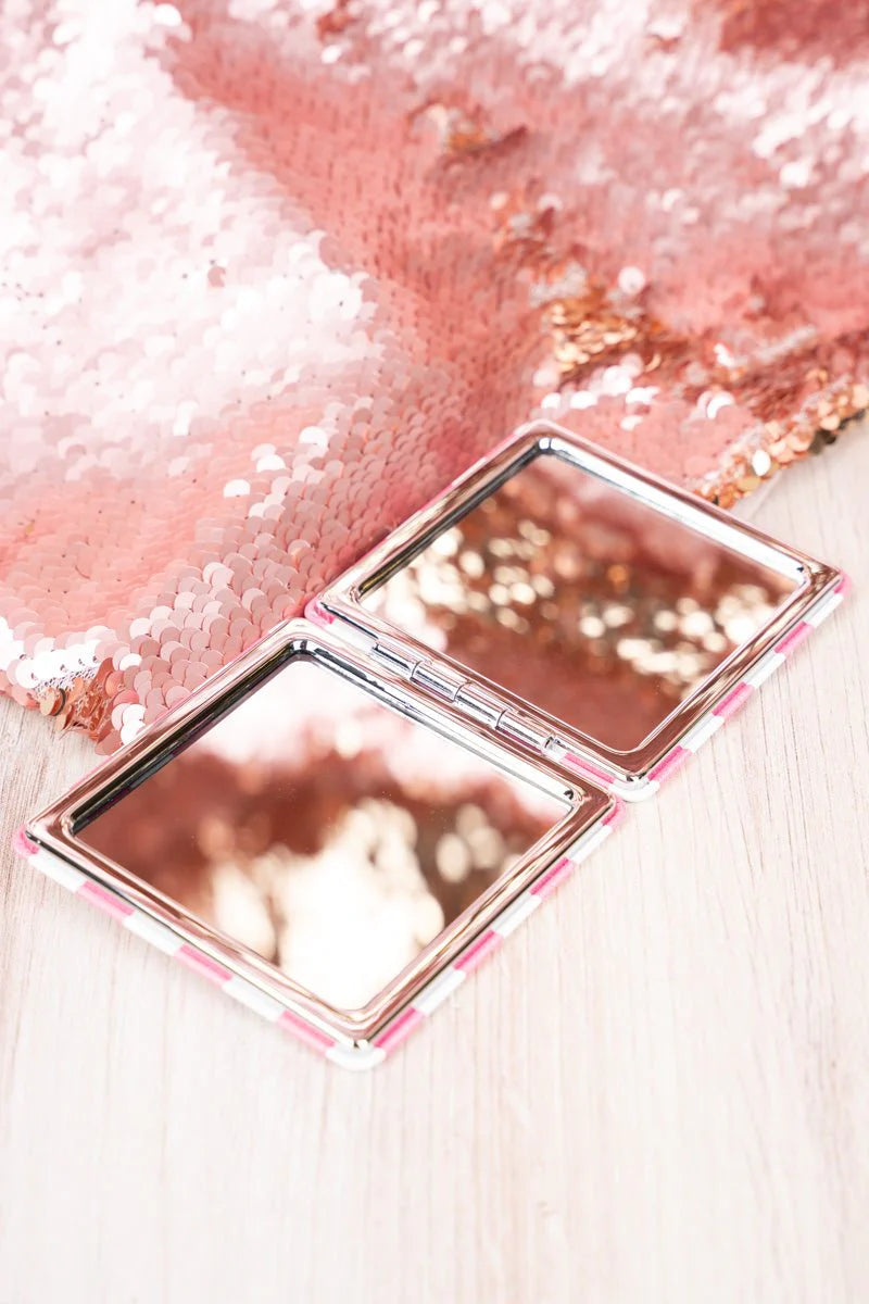 COTTON CANDY CHECK SQUARE COMPACT MIRROR